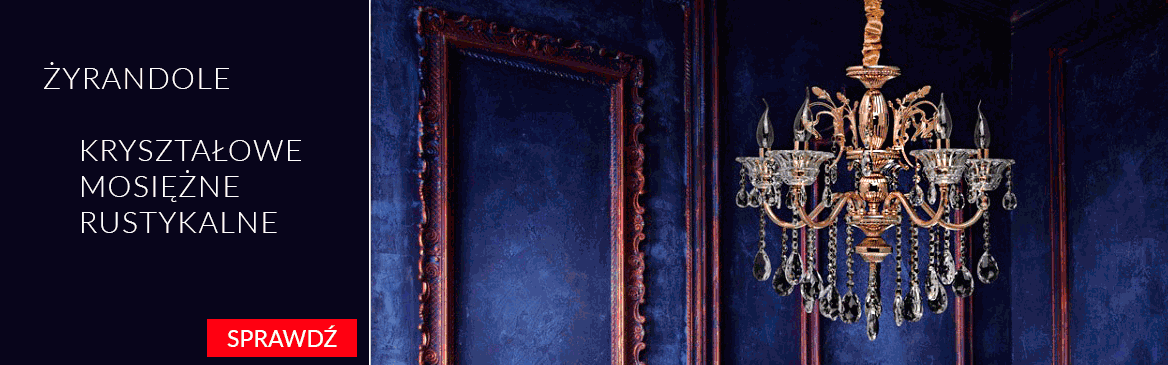 Żyrandole kryształowe, mosiężne, rustykalne