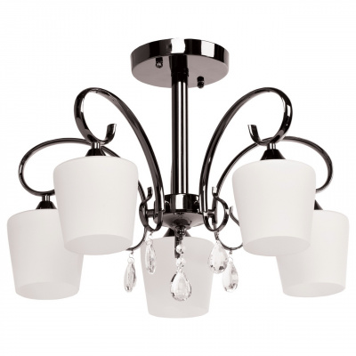 5-ramienna lampa sufitowa w połyskującej czerni z matowymi kloszami MW-LIGHT 315011205