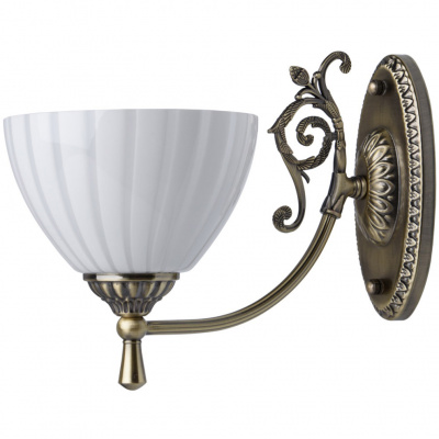 Antyczny kinkiet w kolorze miedzianym i biały klosz MW-LIGHT Classic 450025201