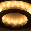 Awangardowa lampa sufitowa złote - drewniane okręgi RegenBogen 712011101