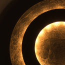 Awangardowa lampa sufitowa złote - drewniane okręgi RegenBogen 712011101