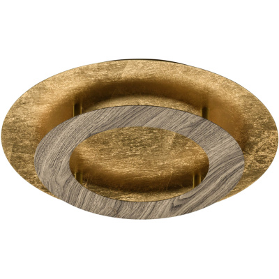 Awangardowa lampa sufitowa złote - drewniane okręgi RegenBogen 712011101
