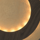 Awangardowa lampa sufitowa złote - drewniane okręgi RegenBogen 712011101