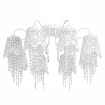 Ażurowa lampa sufitowa biała 8 żarówek MW-LIGHT Elegance 472010508
