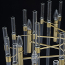 Bardzo duża lampa wisząca na 10 żarówek, mosiądz i szklane rury MW-LIGHT 285010910