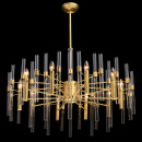 Bardzo duża lampa wisząca na 10 żarówek, mosiądz i szklane rury MW-LIGHT 285010910