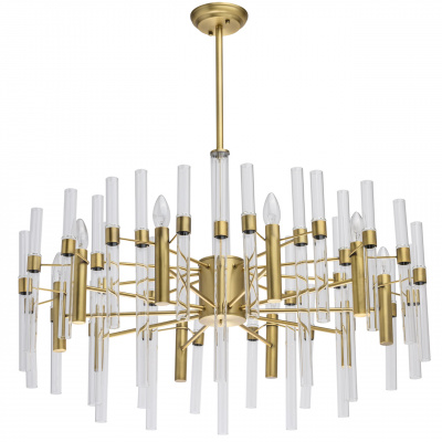 Bardzo duża lampa wisząca na 10 żarówek, mosiądz i szklane rury MW-LIGHT 285010910