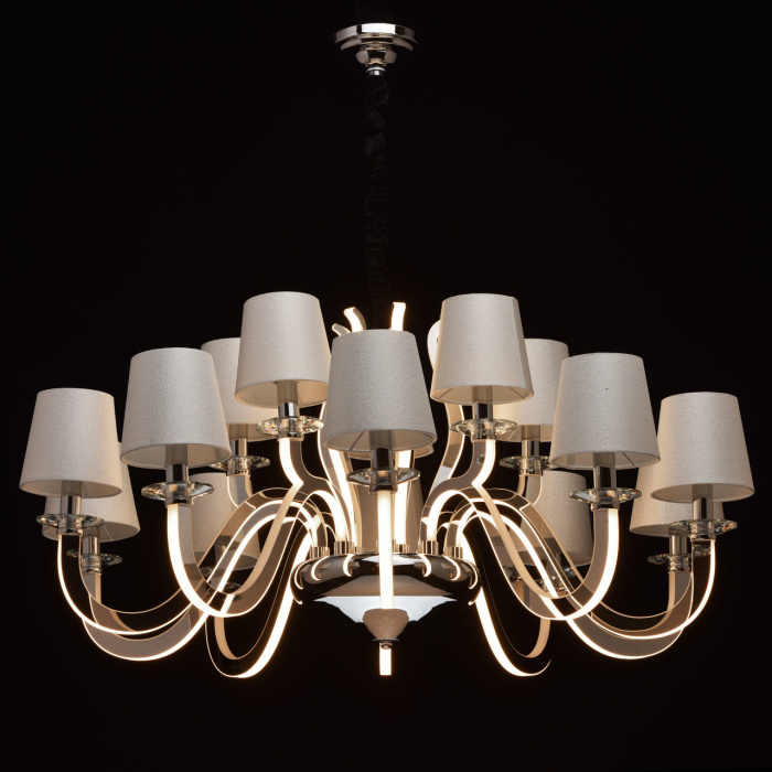 Bardzo duży żyrandol LED na 15 żarówek RegenBogen Megapolis