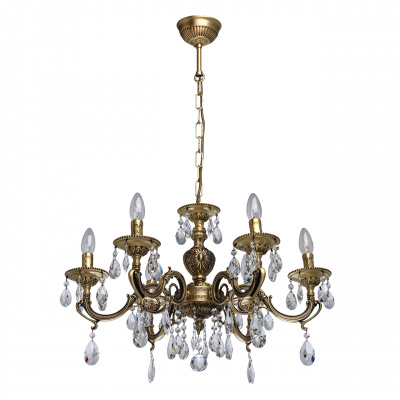 Barokowy żyrandol 6-ramiennym, mosiądz i kryształy CHIARO Classic 411012106