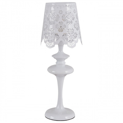 Biała ażurowa lampka stołowa w stylu shabby chic Pauline MW-LIGHT 472030101