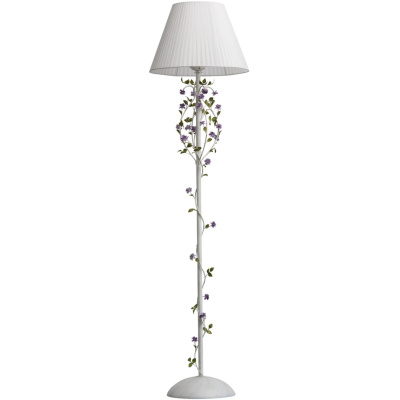 Biała lampa podłogowa ozdobiona motywem kwiatowym 421044701