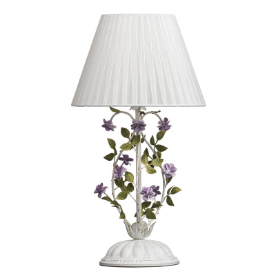 Biała lampka stołowa zdobiona motywem kwiatowym MW-Light Flora 421034601