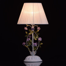 Biała lampka stołowa zdobiona motywem kwiatowym MW-Light Flora 421034601