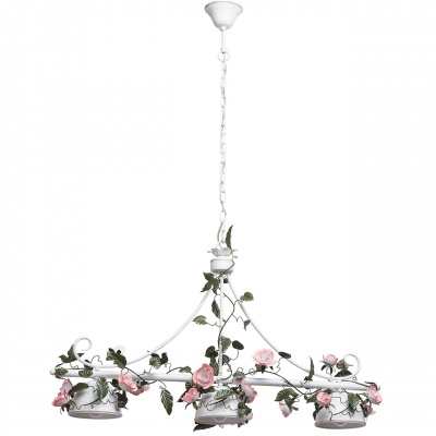 Biała potrójna lampa wisząca zdobiona kwiatami MW-Light Flora 421014203