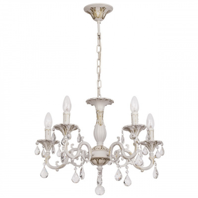 Biało-złoty żyrandol na pięć żarówek Candel MW-LIGHT Classic 301014605