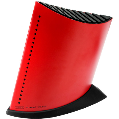 Blok w kształcie żaglowca na 9 noży kuchennych czerwony Global GKB-52CR