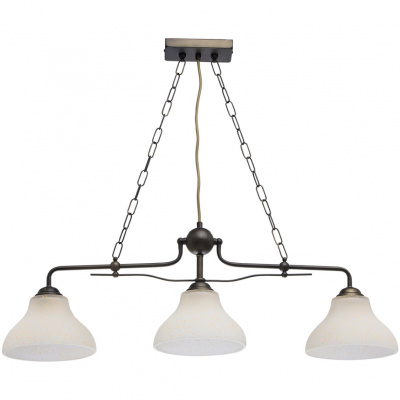 Brązowa lampa wisząca do jadalni z trzema szklanymi, nakrapianymi kloszami 673012203