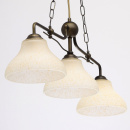 Brązowa lampa wisząca do jadalni z trzema szklanymi, nakrapianymi kloszami 673012203