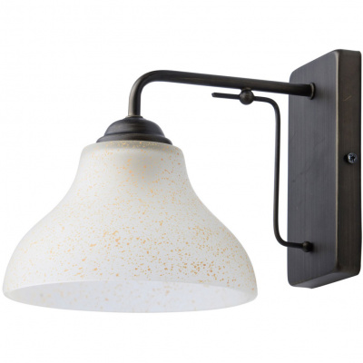 Brązowy kinkiet ścienny ze szklanym nakrapianym kloszem 673022301