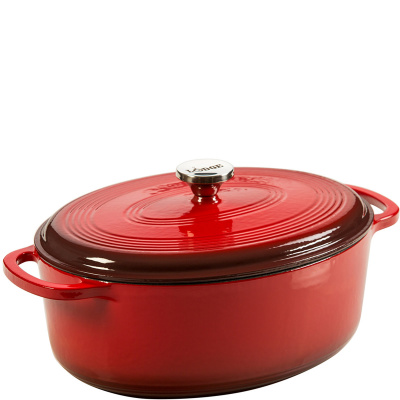 Brytfanna żeliwna gęsiarka emaliowana z pokrywką 6,6 Litra Lodge czerwona EC7OD43