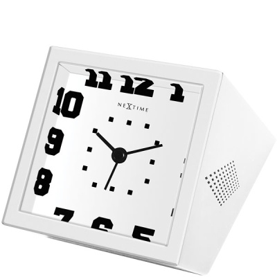 Budzik Nextime Be Square biały 5171 WI