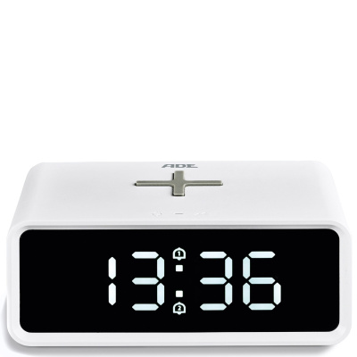 Budzik z bezprzewodową ładowarką do telefonu biały ADE AD-CK 2010