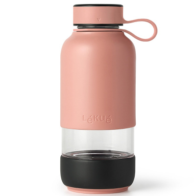 Butelka szklana na wodę 0,6 Litra To Go Lekue różowa 0302018R06M017