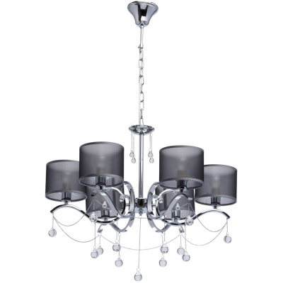 Chromowana lampa wisząca na 6 żarówek - czarne klosze MW-LIGHT Modern 379019006