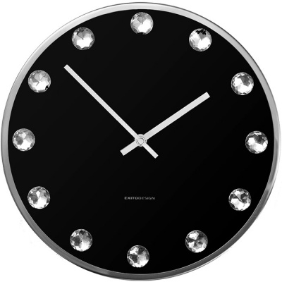 Czarny zegar ścienny Diamond ExitoDesign HS-422DM