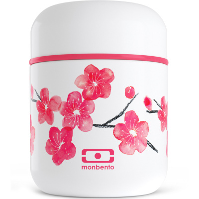 Damski termos na zupę 280 ml biały w czerwone kwiaty Blossom Monbento Capsule 25024002