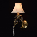 Delikatny kinkiet z antycznego mosiądzu z beżowym abażurem z tkaniny Chiaro 355020401