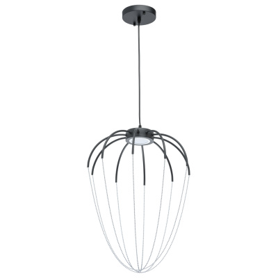 Designerska lampa wisząca LED, czarna, wykończona chromowanymi koralikami 412010401