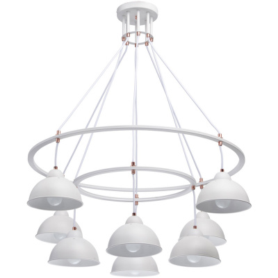 Duża, biała lampa wisząca na 8 żarówek MW-LIGHT Loft 696010608