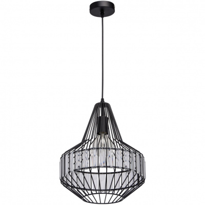 Duża druciana lampa wisząca frame pojedyncza czarna MW-LIGHT Loft 643012201