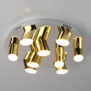 Duża industrialna lampa sufitowa 9 x LED chromowano-złota 609013709