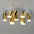 Duża industrialna lampa sufitowa 9 x LED chromowano-złota 609013709