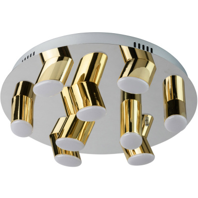 Duża industrialna lampa sufitowa 9 x LED chromowano-złota 609013709