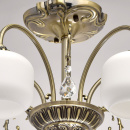 Duża lampa sufitowa - antyczny mosiądz i białe klosze MW-LIGHT Classic 372013005