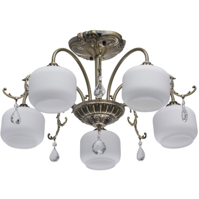 Duża lampa sufitowa - antyczny mosiądz i białe klosze MW-LIGHT Classic 372013005