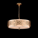 Duża lampa wisząca, kremowy abażur i metalowa ramka Burgeon Maytoni Classic ARM959-PL-06-G