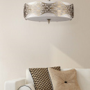 Duża lampa wisząca, kremowy abażur i metalowa ramka Burgeon Maytoni Classic ARM959-PL-06-G