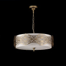 Duża lampa wisząca, kremowy abażur i metalowa ramka Burgeon Maytoni Classic ARM959-PL-06-G