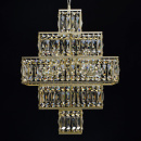 Duża lampa wisząca Monarch złota, kwadratowa rama i kryształy MW-LIGHT Crystal 121012416