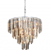 Duża lampa wisząca z prostymi kryształami, 17 żarówek, chromowana Vitaluce VE5867-9/17