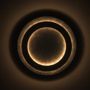 Duża, okrągła lampa sufitowa srebrno-drewniane okręgi RegenBogen 712011401