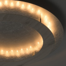 Duża, okrągła lampa sufitowa srebrno-drewniane okręgi RegenBogen 712011401