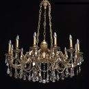 Duży, 12-ramienny żyrandol mosiężny z kryształami CHIARO Classic 491010712