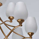 Duży, mosiężny żyrandol z białymi kloszami na 12 żarówek CHIARO Elegance 386016812