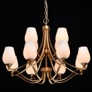 Duży, mosiężny żyrandol z białymi kloszami na 12 żarówek CHIARO Elegance 386016812