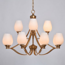 Duży, mosiężny żyrandol z białymi kloszami na 12 żarówek CHIARO Elegance 386016812